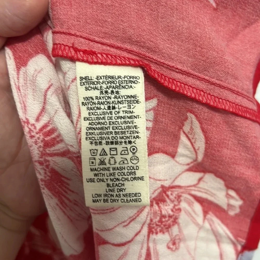 Free People Red Floral V-Neck Tunic